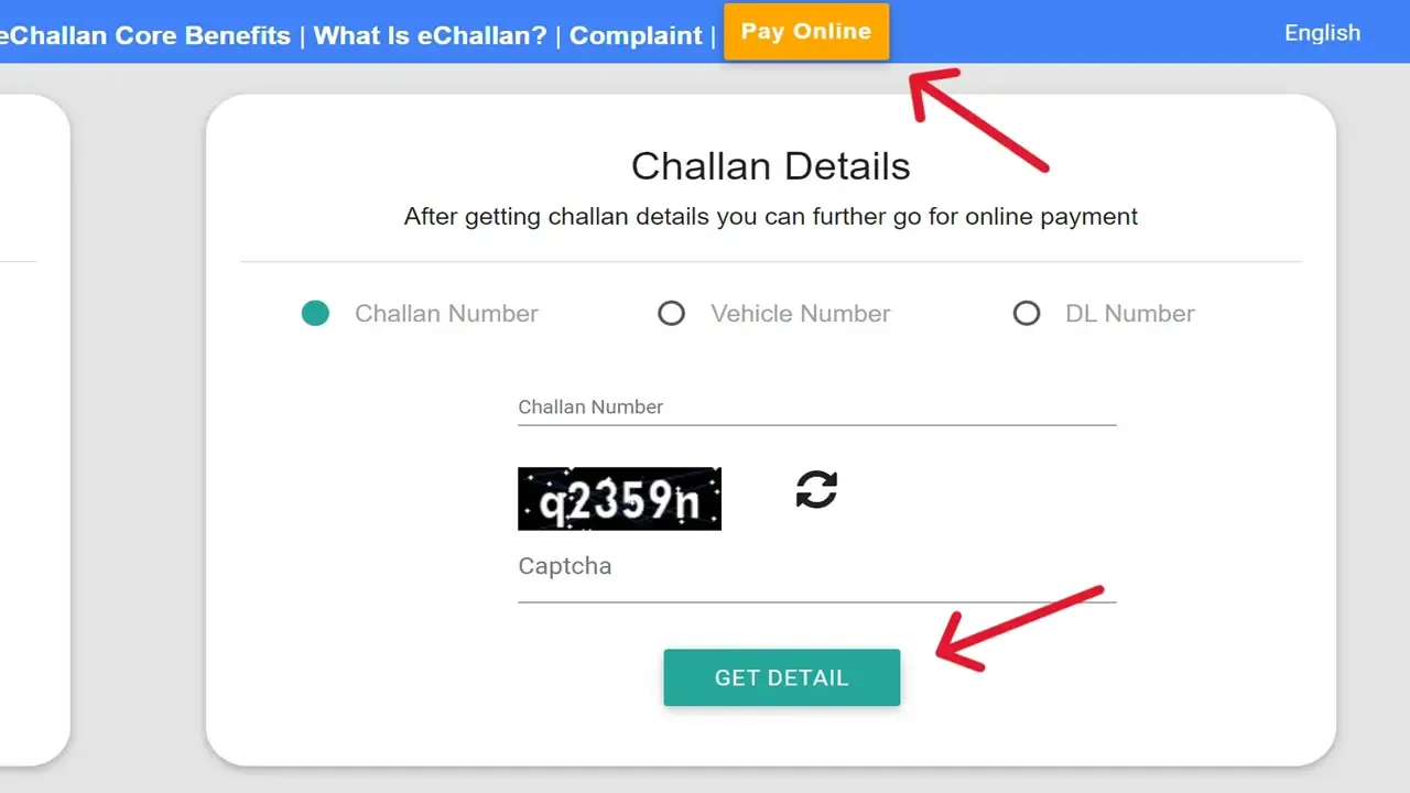 eChallan Parivahan Online Payment Process