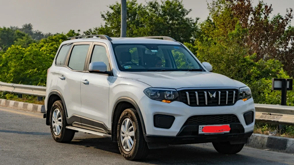 Mahindra Scorpio N 2025 front three-quarter view showing bold SUV design with LED headlights and robust stance