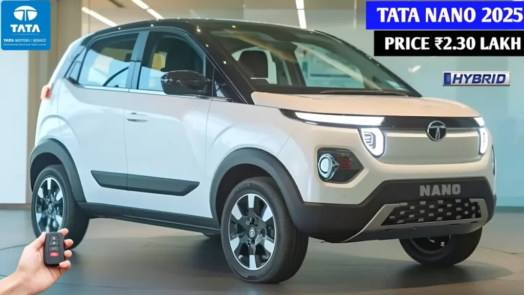 Tata Nano EV concept design showing compact electric car with modern styling